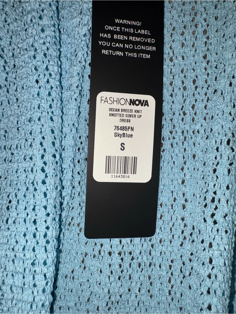 Fashion Nova Light Blue Open-Weave Collared Cardigan CoverUp